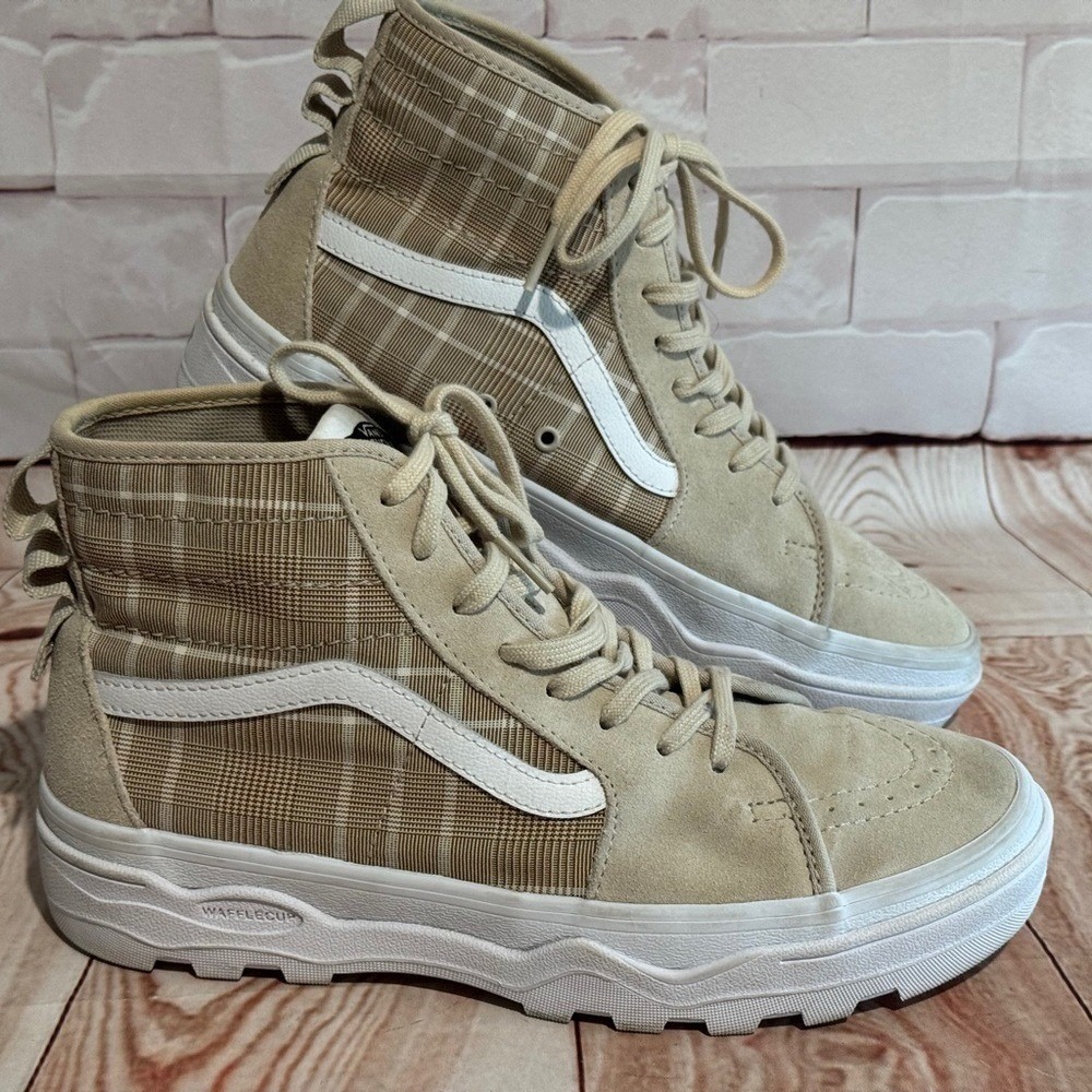 Vans Beige Knit Sneakers size Men's 7.5 Womens‎ 9 Chunky